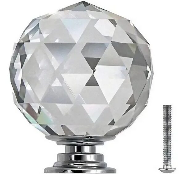Tirador De Cristal Facetado Esfera Diamante