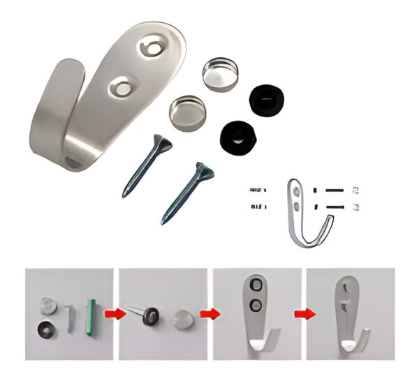 Percha Perchero Simple Baño Acero Inoxidable Atornillar X2 - Imagen 2