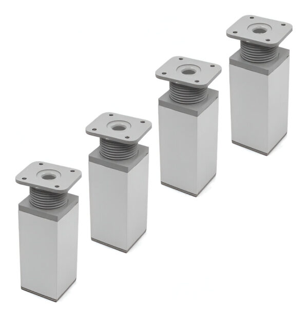 Pata De Aluminio Cuadrad 10 Cm Gris Mesa Mueble Regulable X4